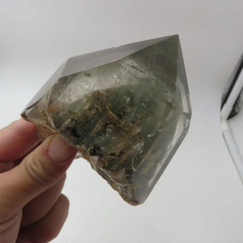 315g 100% Natural AAA Phantom Quartz Crystal Single Terminated Wand Point six prism Reiki Healing Mineral Specimen Stone | Дом и сад