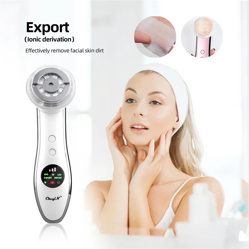 Радиочастотный светодиодный фотонный массажер для лица 6 в 1 устройство подтяжки