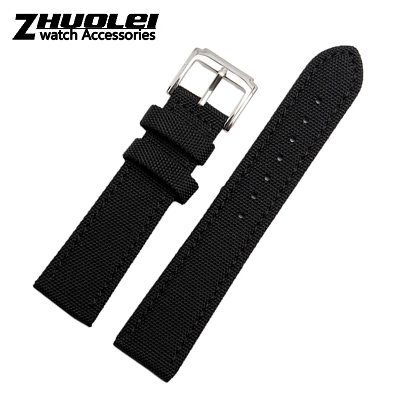 For SKX007 SKX009 wristband Nylon Canvas Durable Sport Padded Watch Strap comfortable Leather Lining Band 18 19 20 21 22 23 24mm