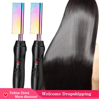 hot hair straightener electric heating comb fast heating hair care iron hair straightener brush comb for christmas gifts