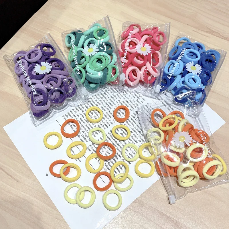50/Set beb&eacute; chicas caramelo de Nylon colorido peque&ntilde;o el&aacute;stico bandas para el pelo de los ni&ntilde;os de cola de caballo titular Scrunchie diadema Ni&ntilde;os Accesorios-3