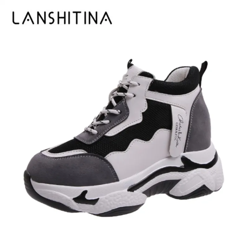 Новинка 2020 года Сезон весна Женские кроссовки Обувь на танкетке 8 см платформе