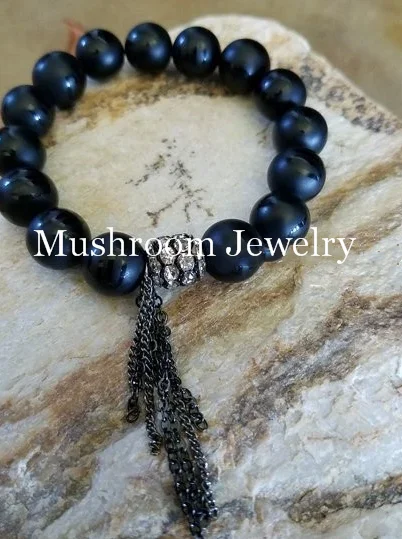 Бусины-разделители GunBlack с браслетом в стиле бохо, растягивающийся браслет с черными бусинами Onxy