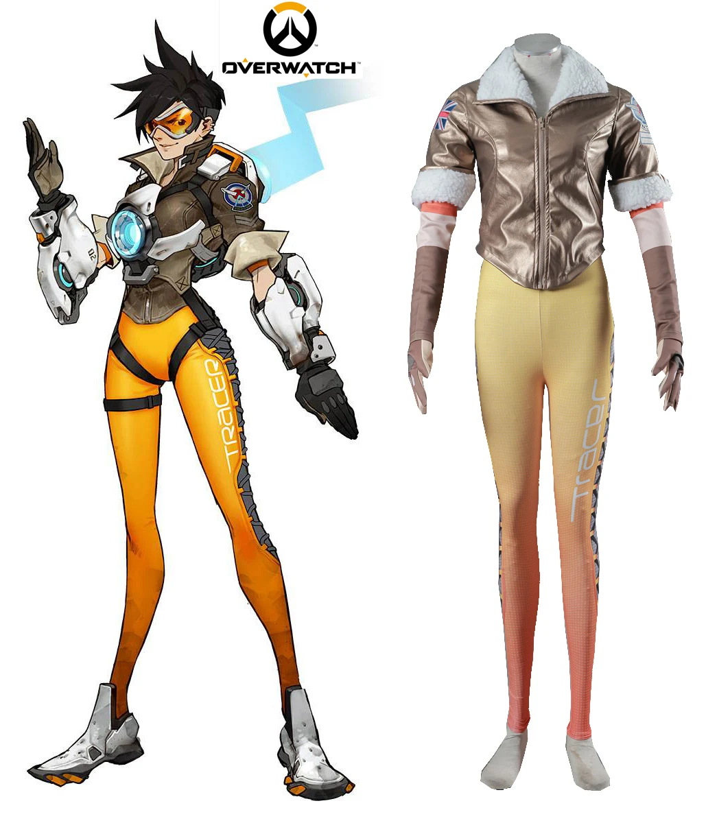 Горячая игра OW Tracer Lena Oxton униформа косплей костюм на заказ|cosplay costume|uniform cosplaycostume