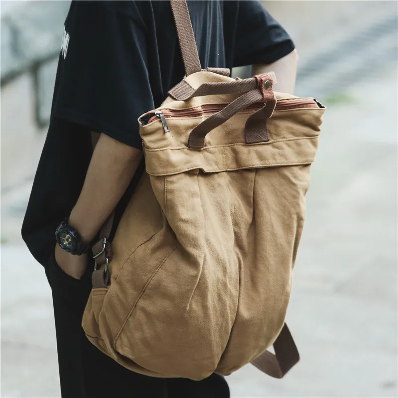 Однотонный холщовый женский рюкзак для ноутбука Женский школьный большой