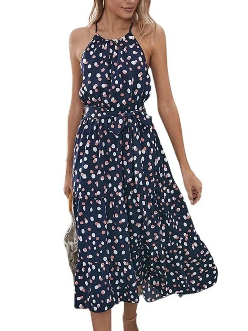 

Cross Border Trade 2021 New Euro American Dot Cold Shoulder Fashion Dress