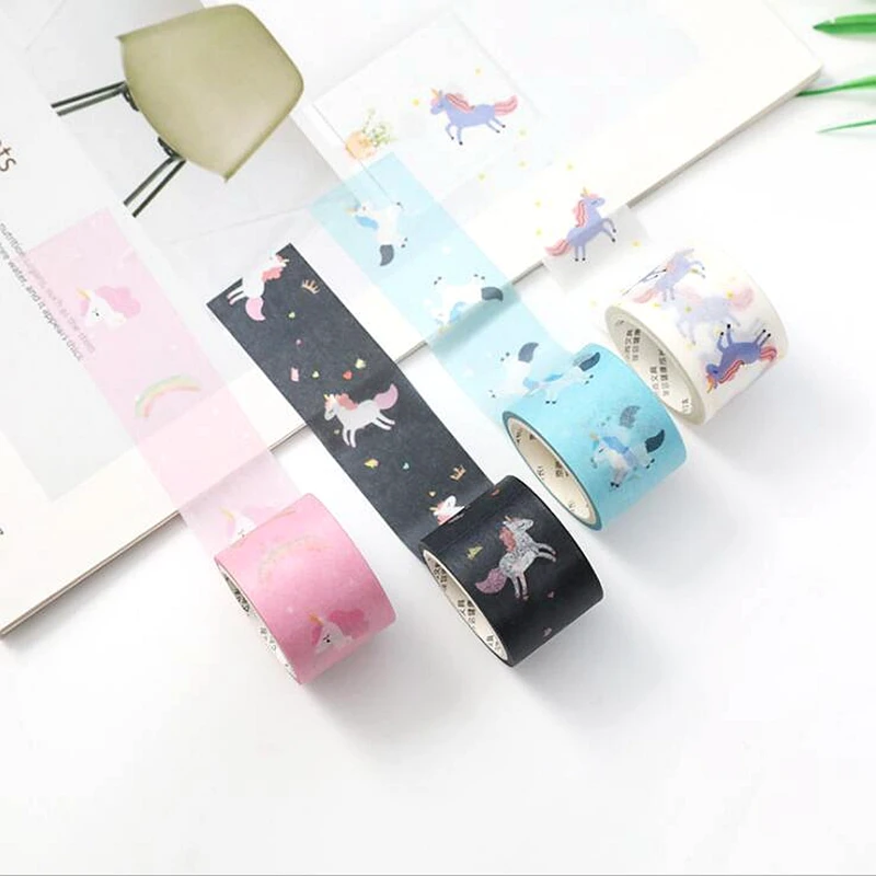 Декоративная клейкая лента с рисунком фламинго единорога неба|Офисный скотч| |