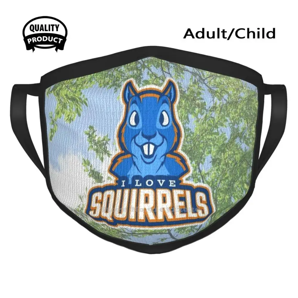 Маска для рта с принтом "Зима и весна" I Love Squirrels, черный с белкой, деревом, крысой, грызуном, милой.