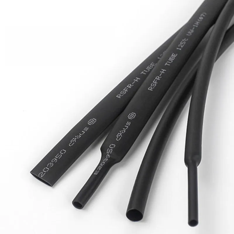 5/10M 2/4/6/8/10mm 2:1 Black Insulated Flame Retardant Heat Shrinkable Tube Sleeving Wrap Wire DIY Connector Repair - купить по