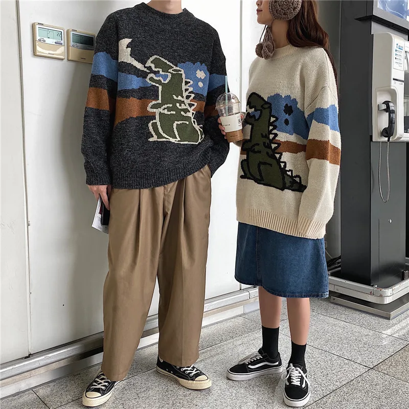 19 зима Новый Забавный динозавр креативный жаккардовый Повседневный парный