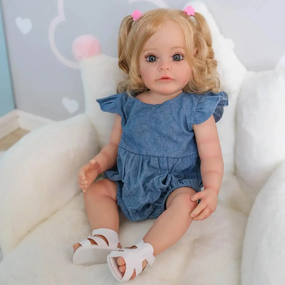 

NPK 55CM Reborn Toddler Girl Doll Sue-Sue Full Body Silicone Waterproof Bathy Toy Hand-Detailed Paint with 3D look Visible Veins