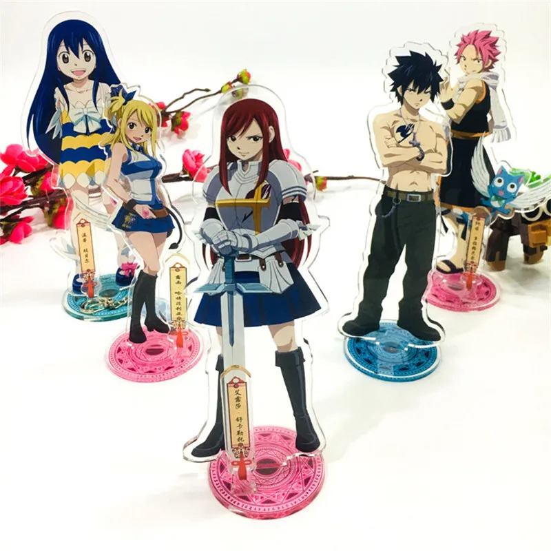 Аниме «FAIRY TAIL», «Нацу Люси Эрза серый Венди акриловая подставка Рисунок Хэллоуин Косплэй настольная подставка в виде фигурки Подарочный аксессуар для автомобиля