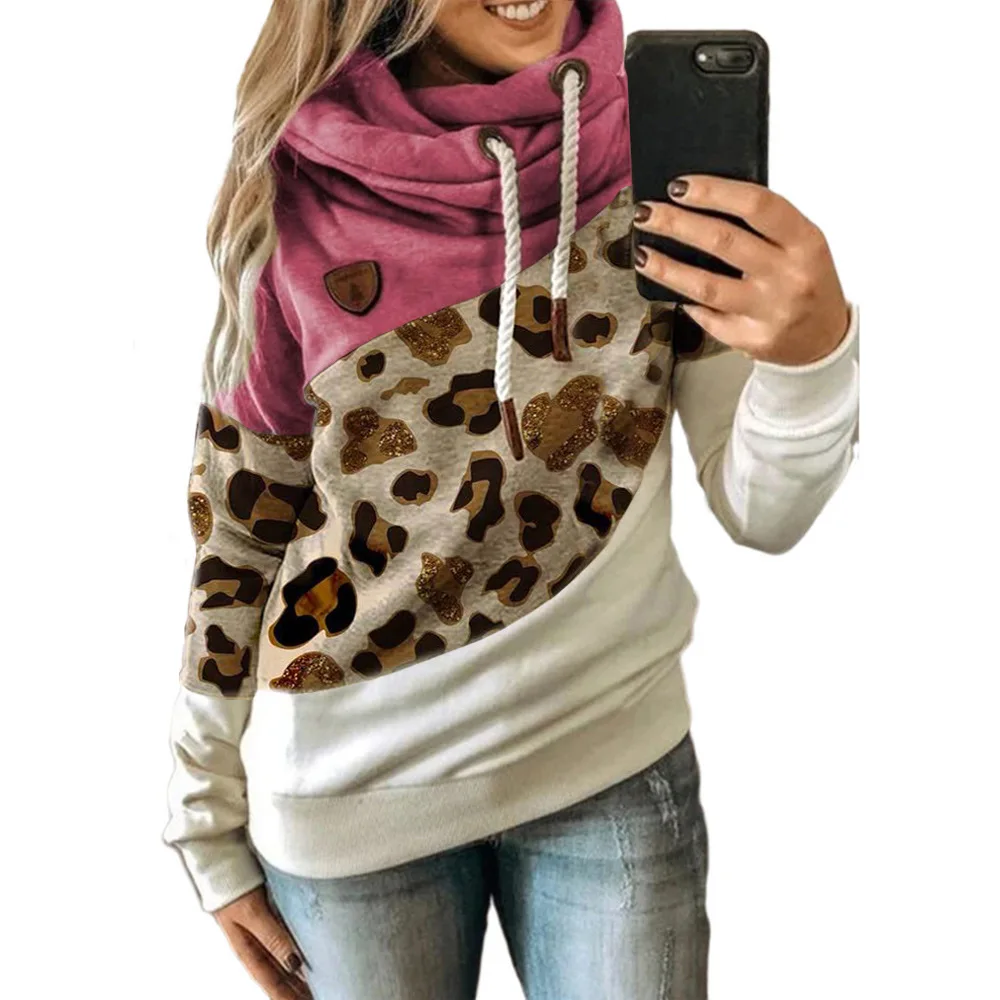 

Autumn And Winter European And American Fashion Western Style New Women's Clothing Printed Stitching Hooded Fleece Casual Loose