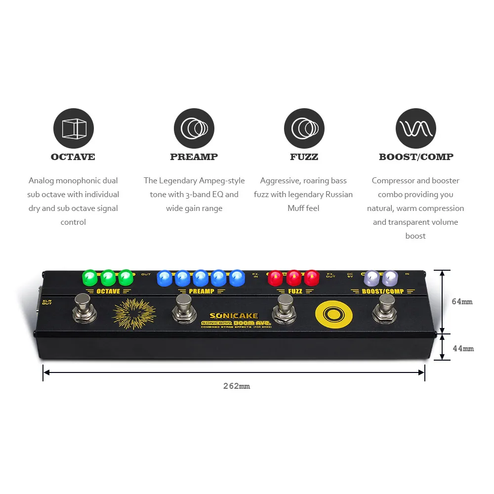 Компрессор SONICAKE BOOM Ave. с усилителем басов многофункциональный педаль FX Loop QCE-40 |