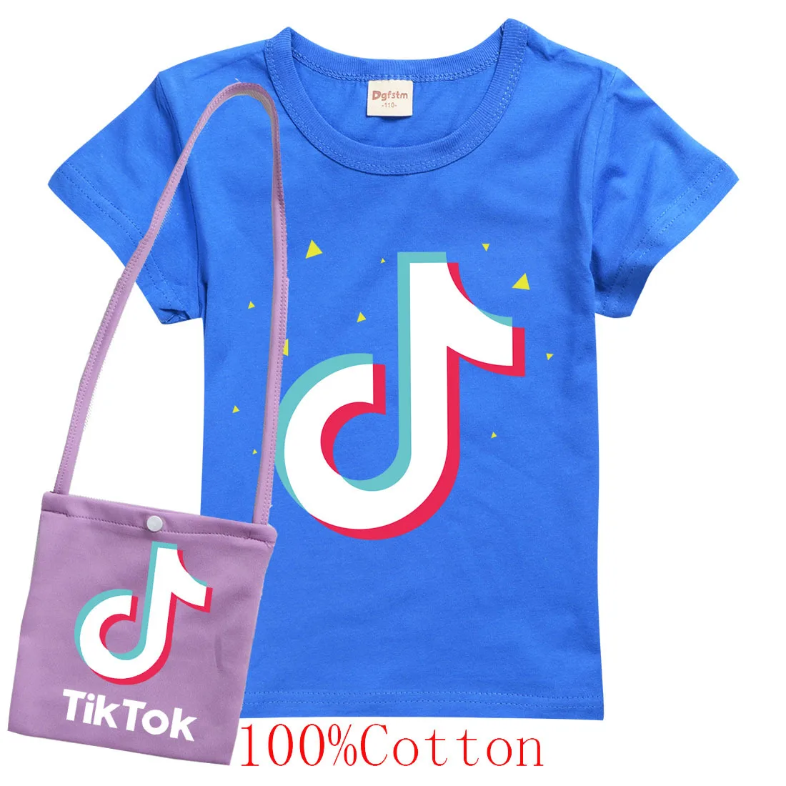 Хлопковая футболка с коротким рукавом и сумка TIK TOK для девочек хлопковый топ