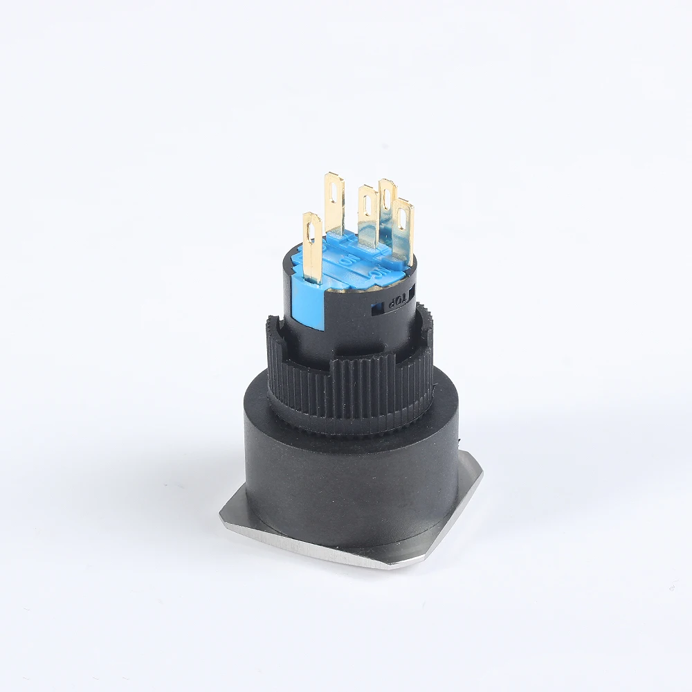 Металлический латунный кнопочный переключатель 16 мм плоский квадратный