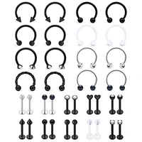 boniskiss 36pcs fashion stainless steel 16g horseshoe lip rings nail tragus nose ring helix earrings studs ring piercing jewelry