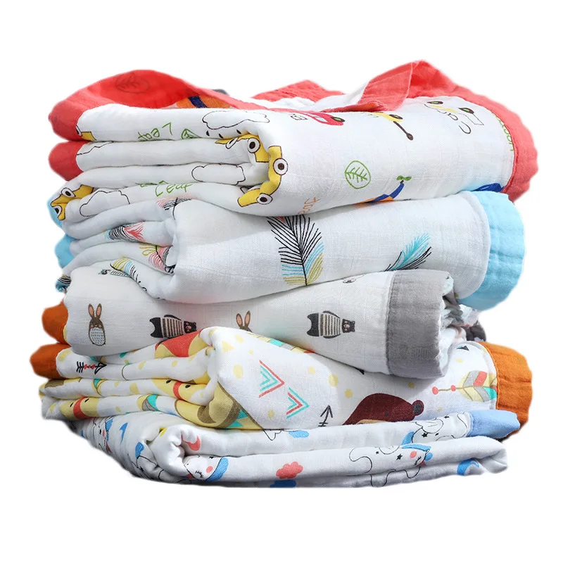 

Four-layer Bamboo Fiber Muslin Gauze Wrapper Baby Bath Towel Wrapper Blanket Blanket Newborn Cartoon Hug Quilt Baby Towel