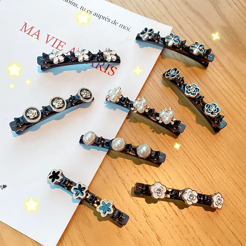 

1pcs Peal Hair Clip Make Up Tool Diamond Flower Hairpin Women Hair Side Clip Retro Hair Accessories Solid Plastic Headwear