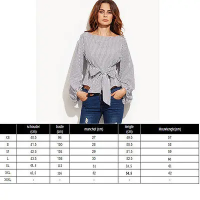 Fashion Striped Off Shoulder Shirt Blouse Formal Style Female Top Women Ladies Bowknot Long Sleeve Tunic Kimono Blouses | Женская одежда