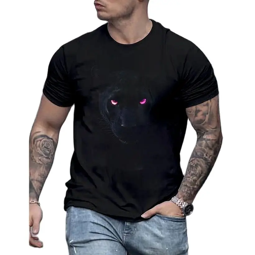 

Men's daily graphic T-shirt 3D animal print short sleeve Top Retro Rock round neck summer hot sale