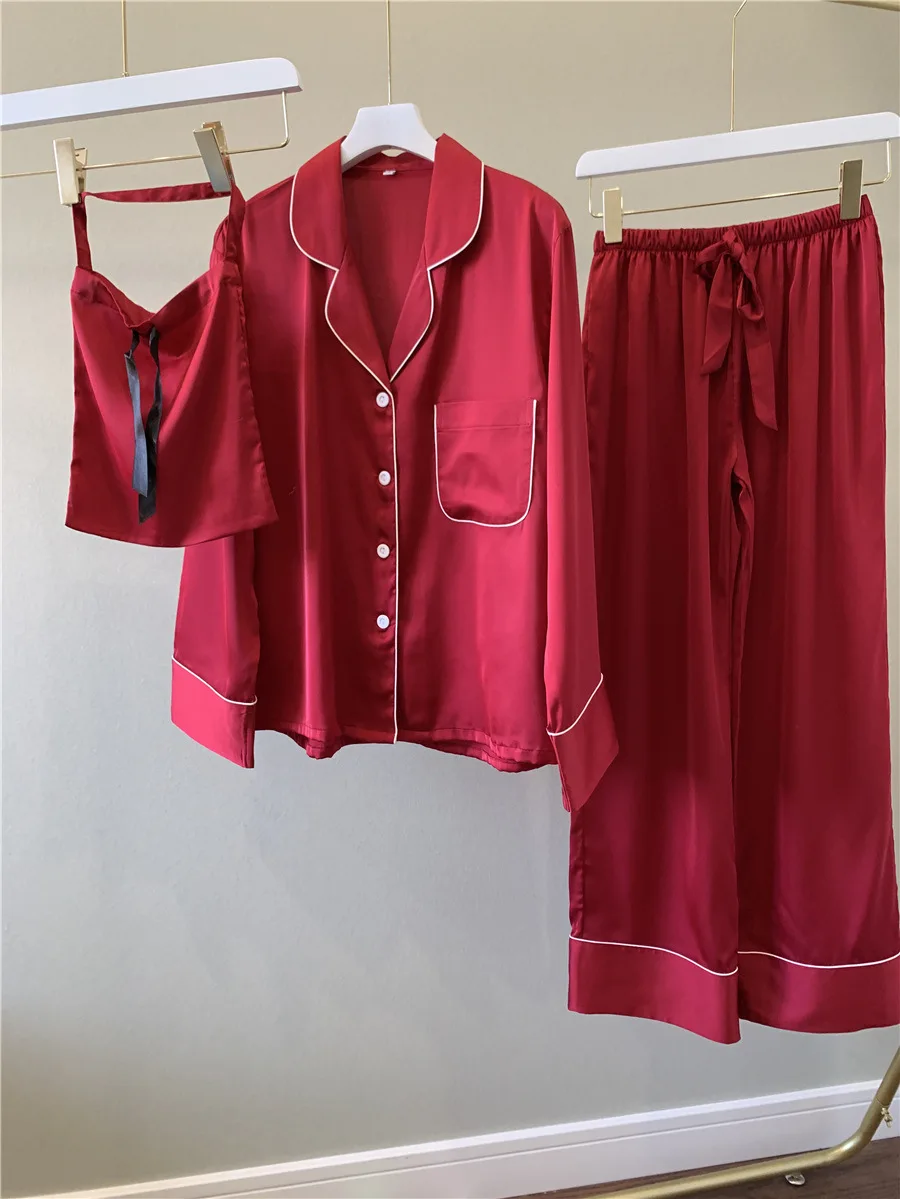 Новинка 2020 пижама в Корейском стиле Женская весенне летняя Тонкая шелковая