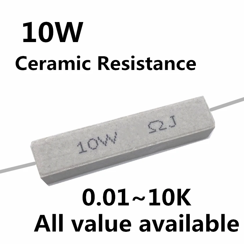 

10pcs 10W 5% Cement Resistor Power Resistance 0.1 ~ 10K 0.1R 0.5R 10R 50R 0.22 0.33 0.5 1 2 5 8 10 15 20 25 30 100 1K 2K Oohm