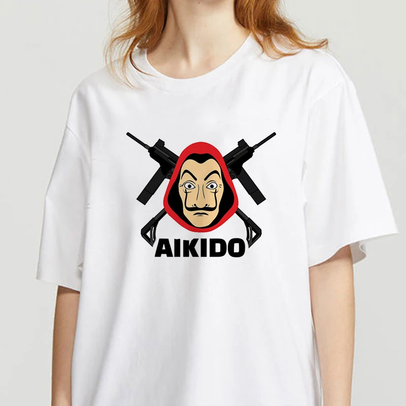 

Hararuku The House of Paper Print T Shirt Women Short Sleeve Ulzzang Printing Vogue Casual tshirt Summer Women Tee Shirt Tops