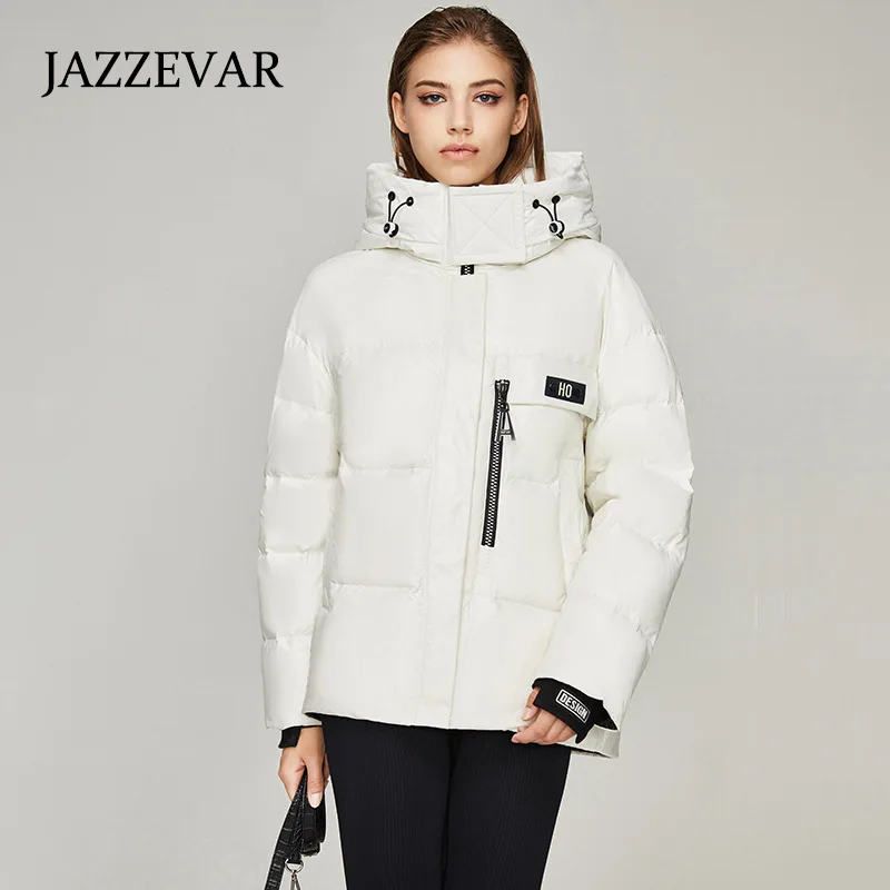 JAZZEVAR 2022 Winter New Top Down Jacket Hooded Women Casual Fashion Thicken Warm Trend