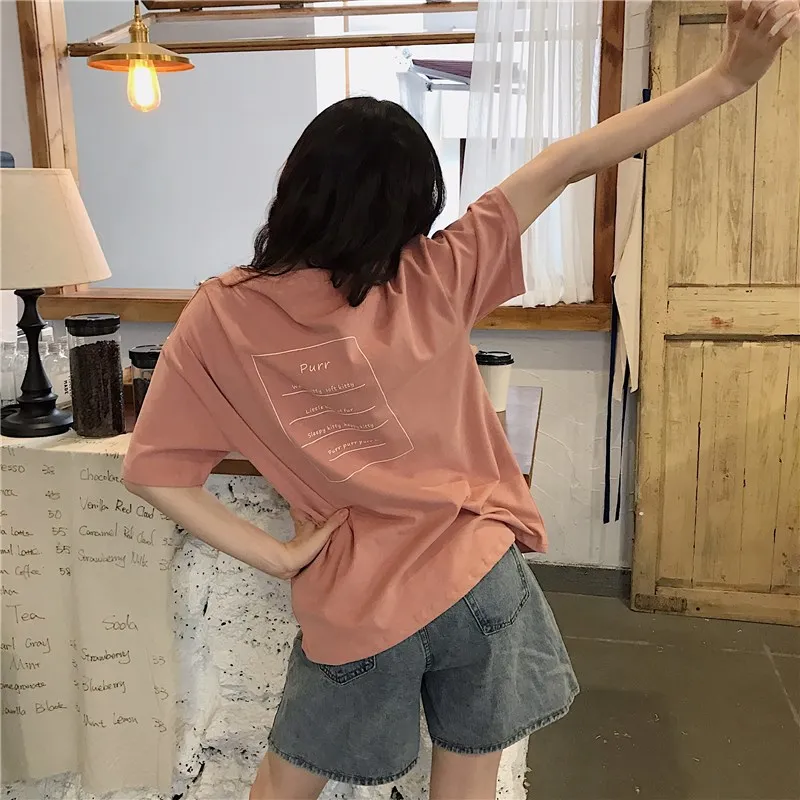 

2021 Summer Cute Short Sleeve Tshirt Female Tshirts Letter Printed T Shirt Women 90s Graphic T-shirt Harajuku White Pink Top Tee