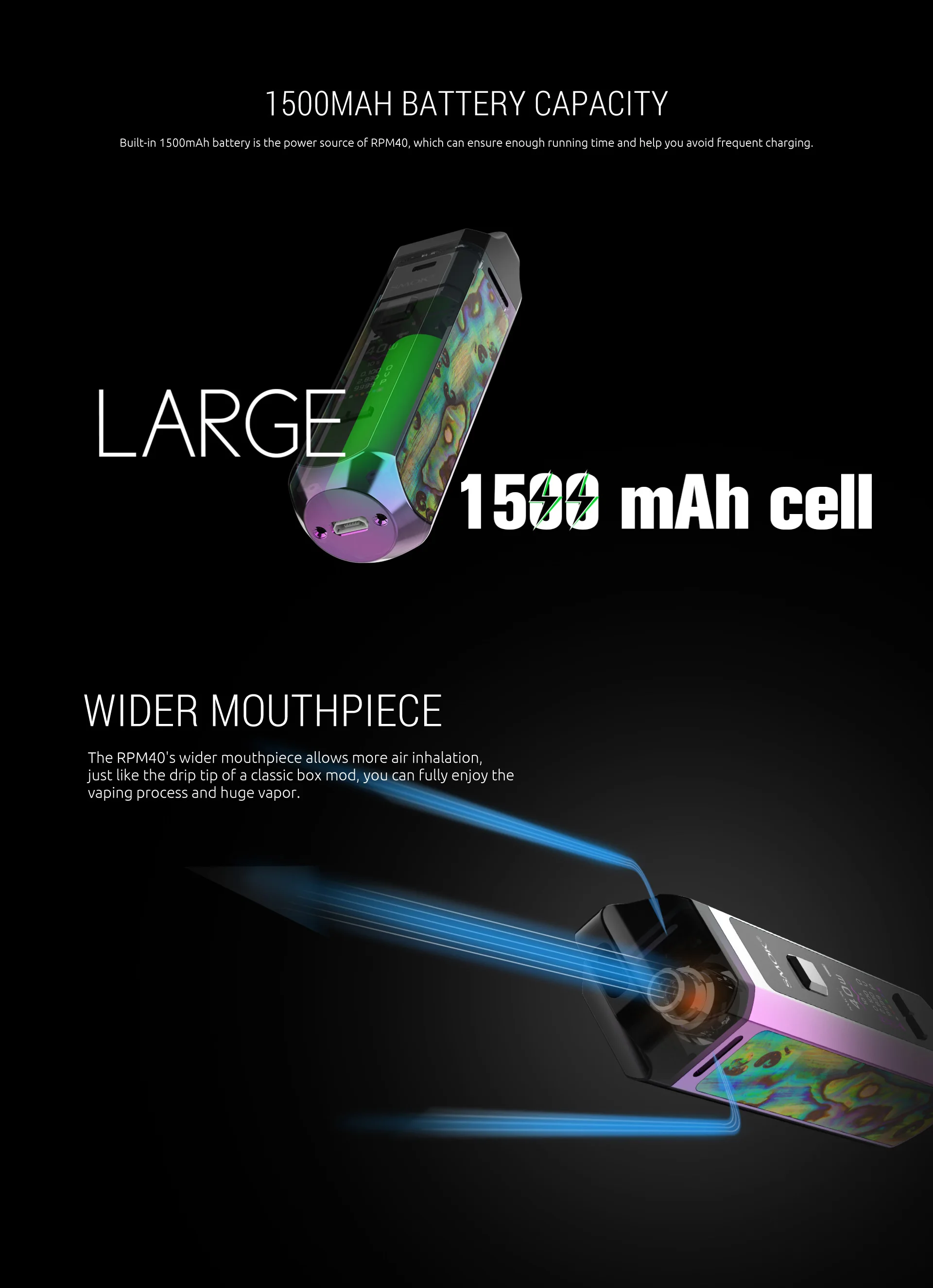 SMOK RPM40 Pod Комплект Vape 1500 мАч об/мин 40 4,3 мл картридж об/мин сетчатая катушка 4,5 мл Nord Pod RBA электронная сигарета испаритель VS Novo 2