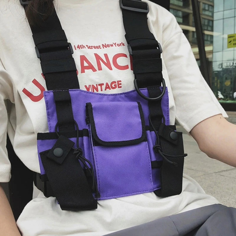 

Men and Women Hip-Hop Tide Brand Vest Multi-Function Functional Chest Bag Tooling Vest Backpack