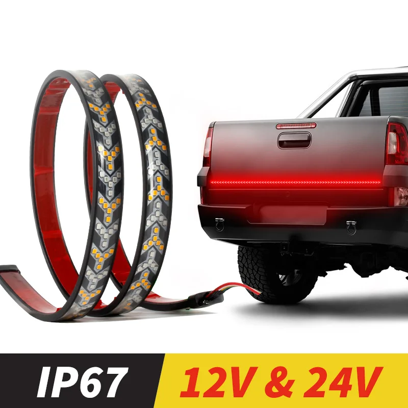 

12V 24V LED Truck Tailgate Light Bar Red Running Turn Signal Brake Reverse Backup Tail light Strip Exterior Parts