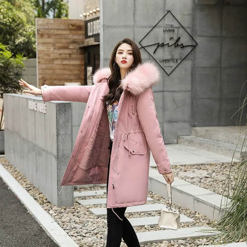 Женская парка с капюшоном теплая длинная мехом большие размеры зима 2019 | одежда