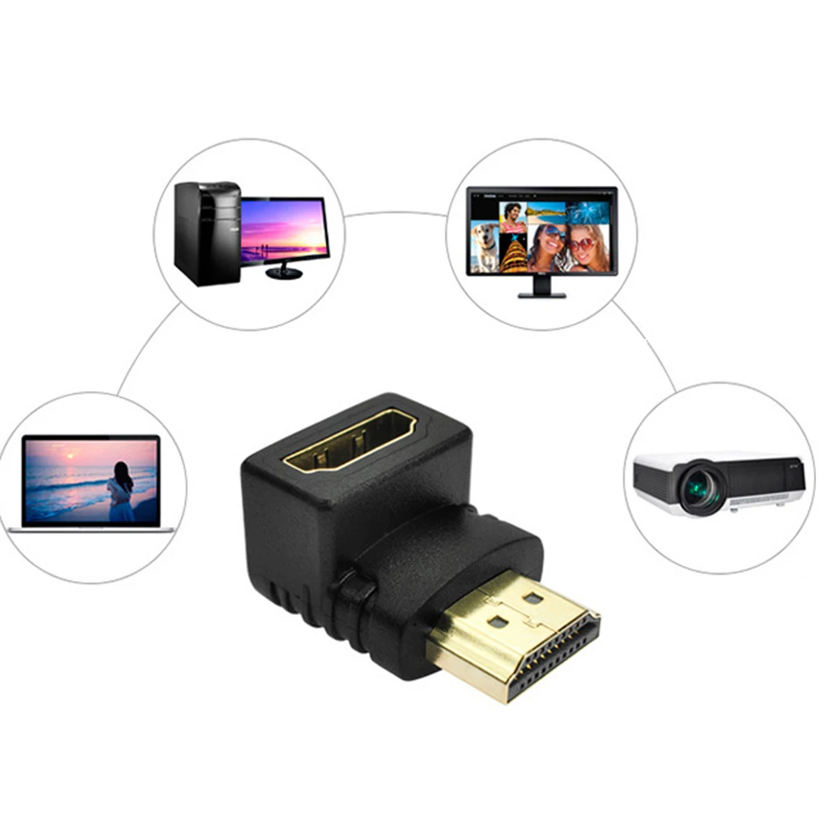 HDMI папа к Женский адаптер разъем удлинитель кабель конвертер 90 градусов правый