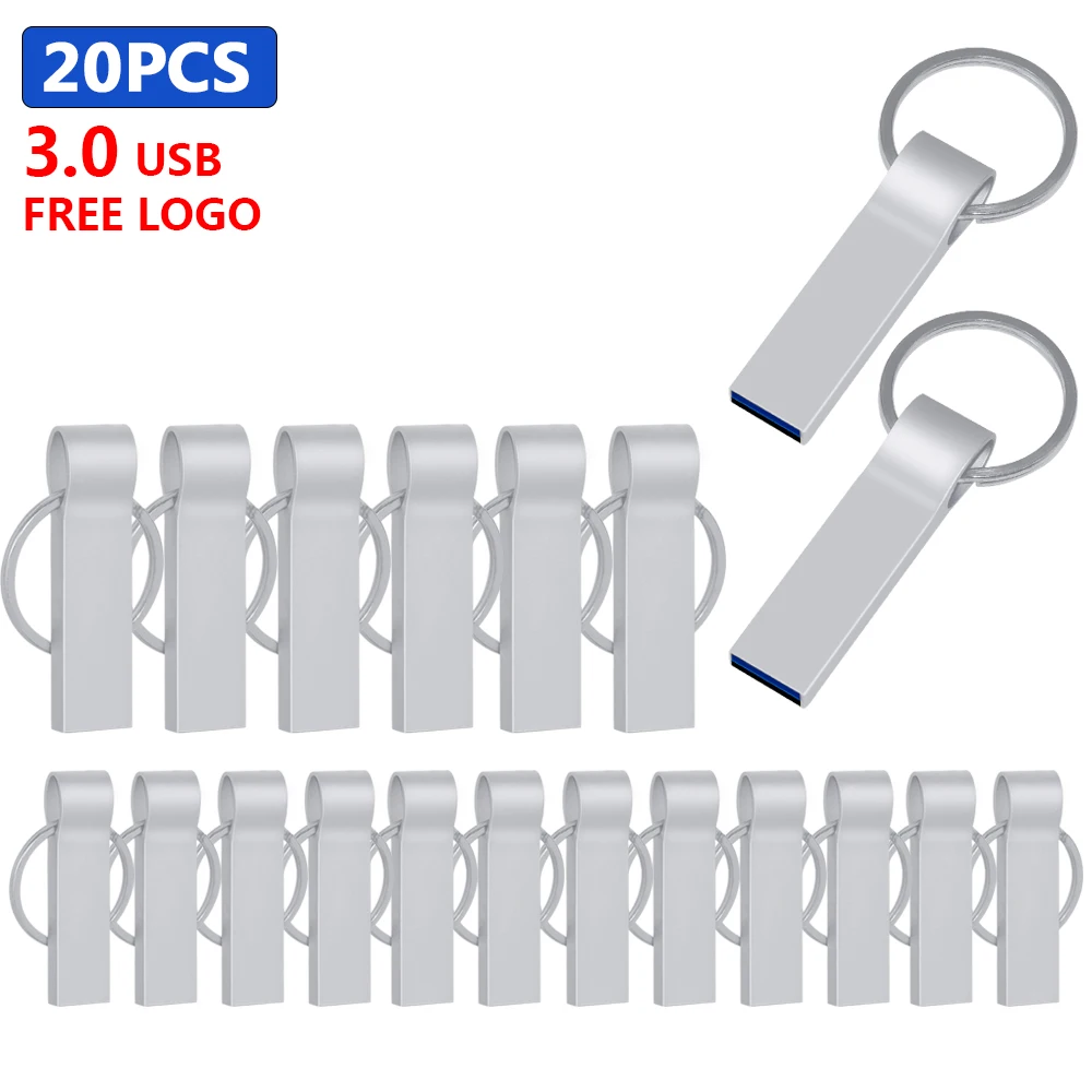 20pcs/lot free Personalize logo Waterproof USB3.0 Flash Drive16GB 32GB 64GB 128GB Metal USB Pen drive Memory Stick business gift