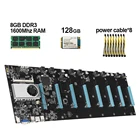 Материнская плата BTC-S37 Майнинг, 8 PCIE 16X, графическая карта, SODIMM 8G DDR3 SATA3.0, поддержка VGA HDMI с ЦП, 128G MSATA, 8-контактный кабель питания