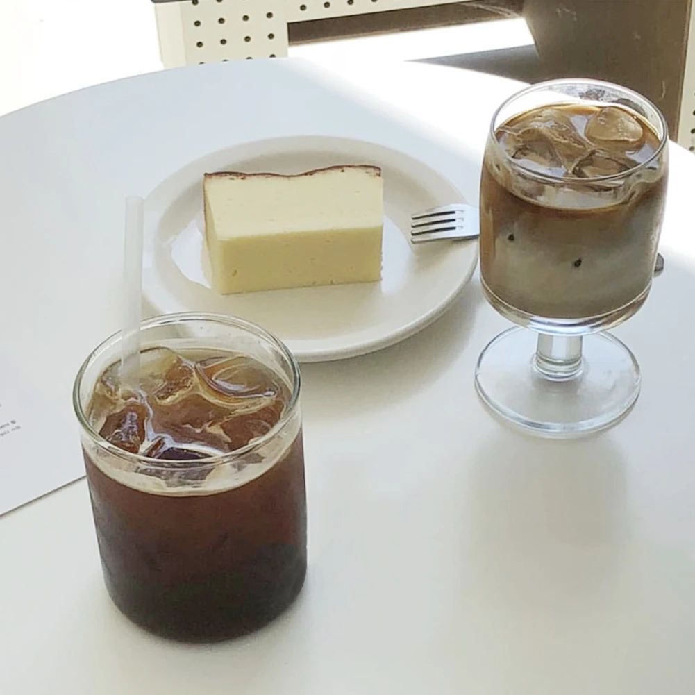 

YHA 400ml Coffee mug water cup Thick Clear Glass Cup Transparent Mug Milk Water Coffee Drinking Cup