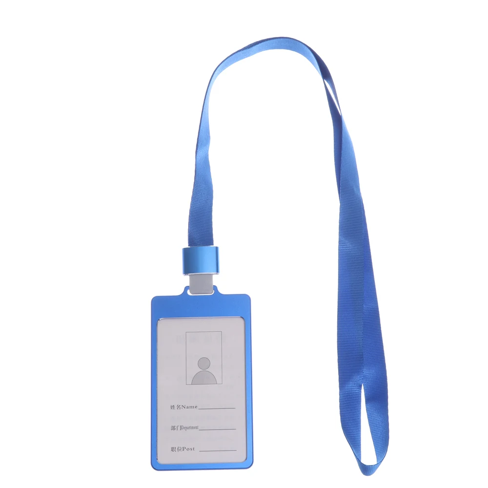 Style 4-Blue 1 шт. рабочий держатель для карт s с веревкой алюминиевый сплав держатель для карт имя работника ID карта Обложка металлический рабочий сертификат идентификационный значок - Цвет: Style 4-Blue