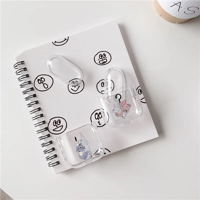 Милые, прозрачные чехлы для AirPods с забавным рисунком, беспроводные наушники, аксессуары для Apple Airpods, Жесткий Чехол для зарядки, сумки