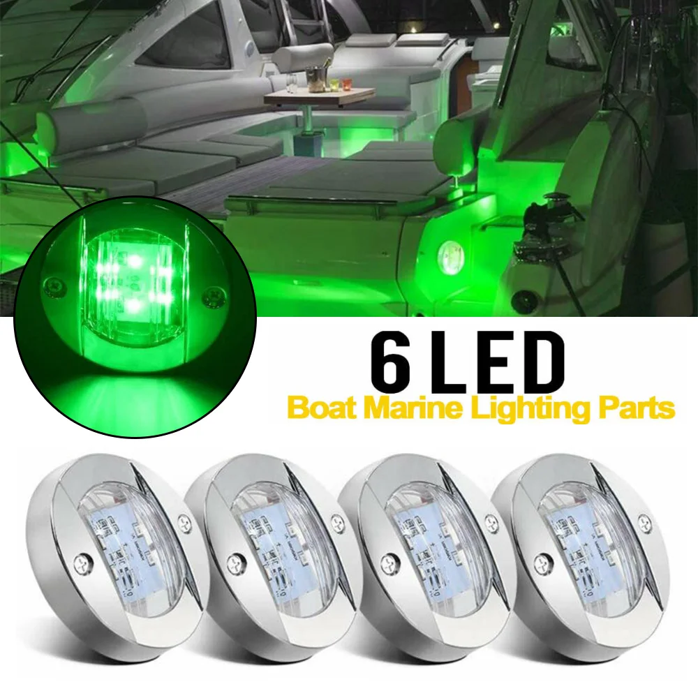 4 шт круглые 6 светодиодный навигационные светильник s Зеленый ABS Пластик Кормовой