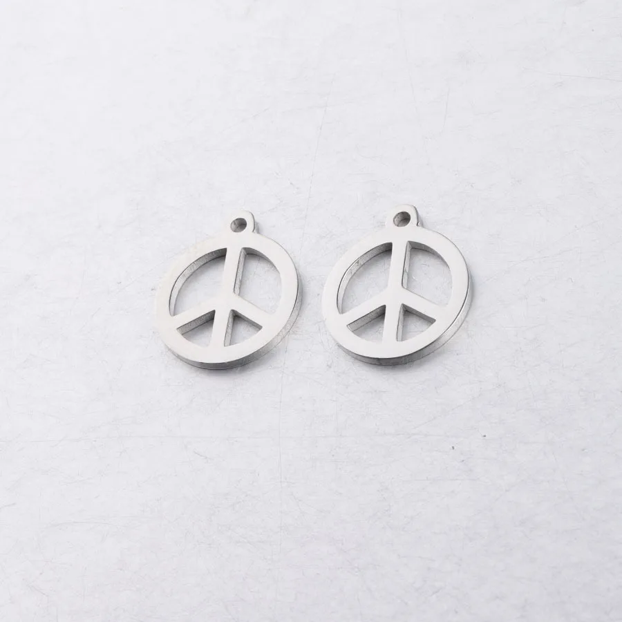 

50pc 17*15mm Stainless Steel Mirror Polish 1Color Hollow Peace Sign Charm Cut Shape DIY Necklace Handmade Craft Wholesale