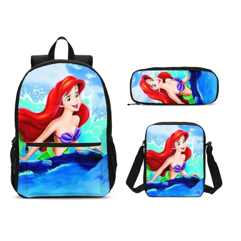 Новый розовый рюкзак Русалочки для девочек школьная сумка с наплечными сумками