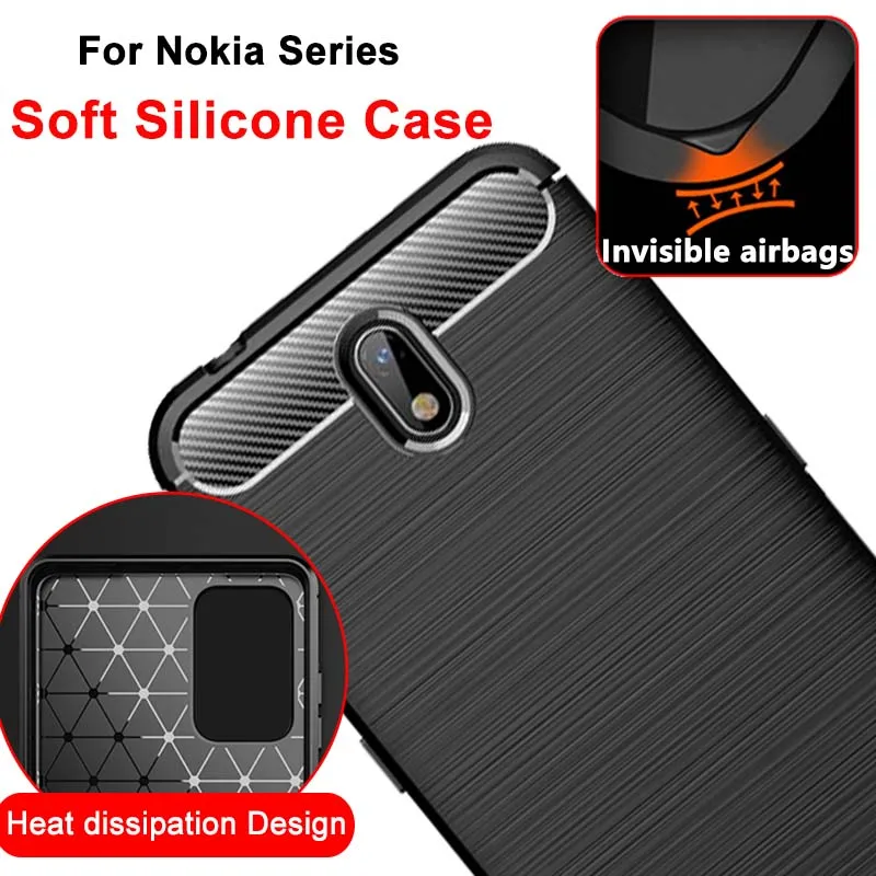 

For Nokia C1 X71 6 8 7 Plus Soft Fiber Silicone Phone Case for Nokia 7.2 4.2 1.4 5.4 8.3 8.1 Heat Dissipation Cover with Airbags