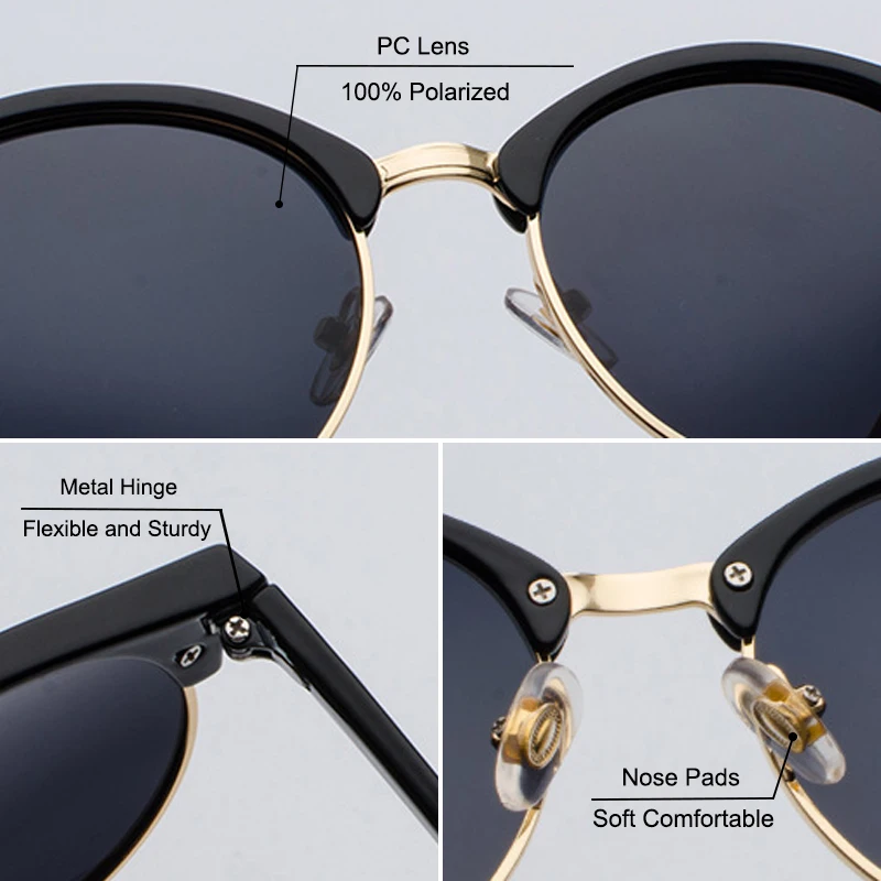 Мужские поляризационные солнцезащитные очки SIMPRECT круглые в стиле ретро 2021