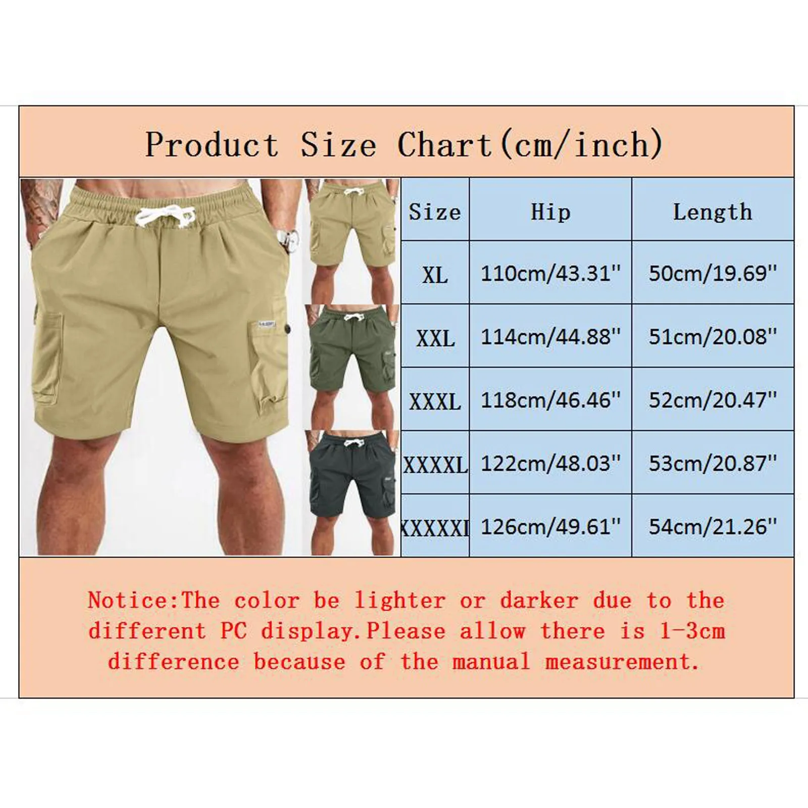 

Men's Casual Solid Color Loose Plus Size Multi Pocket Five-point Short Pants Pantalones Cortos De Hombre Pantalon Hombre