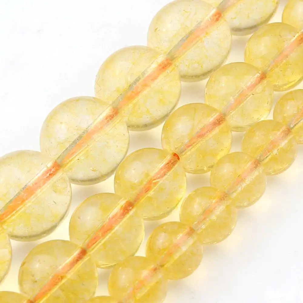 6/8/10mm Citrines Glass Stone Beads Round Loose Diy Bracelet Fashion Accessories Jewellery Making 15'' | Украшения и