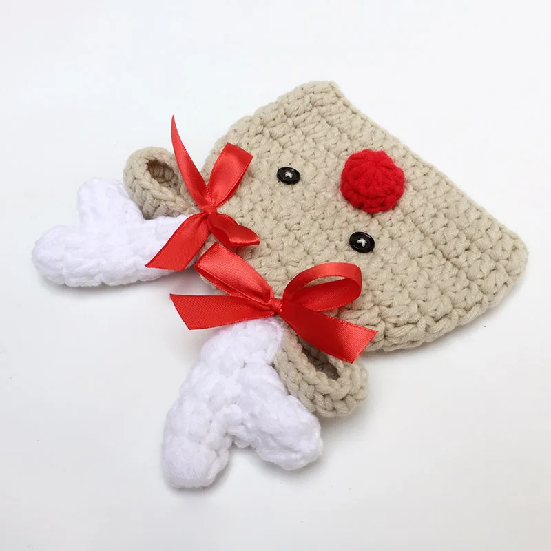 

2019 Newborn Boys Girls Hats Cute Autumn Winter Warm Infant Christmas Elk Design Hats Wool Hemming Caps 1-4Y