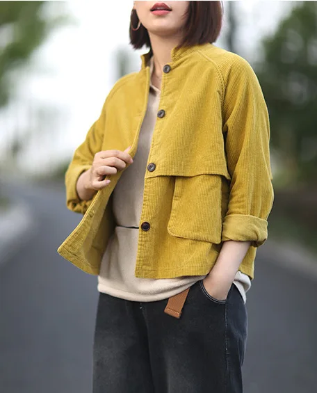 Autumn jackets Women Retro Loose Corduroy Casual Coat 2019 New Female Cardigan Long-sleeved pocket Mori girl Tops | Женская одежда
