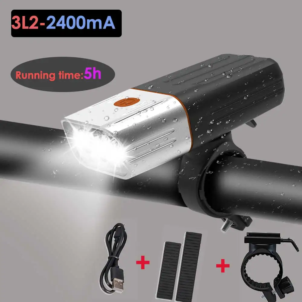 3L2-2400mAh 20000 люмен 3* L2/T6 светодиодный велосипедный светильник 5200 мАч Мощный светодиодный головной светильник USB Перезаряжаемый велосипедный светильник MTB Аксессуары для велосипеда - Цвет: 3L2-2400mAh